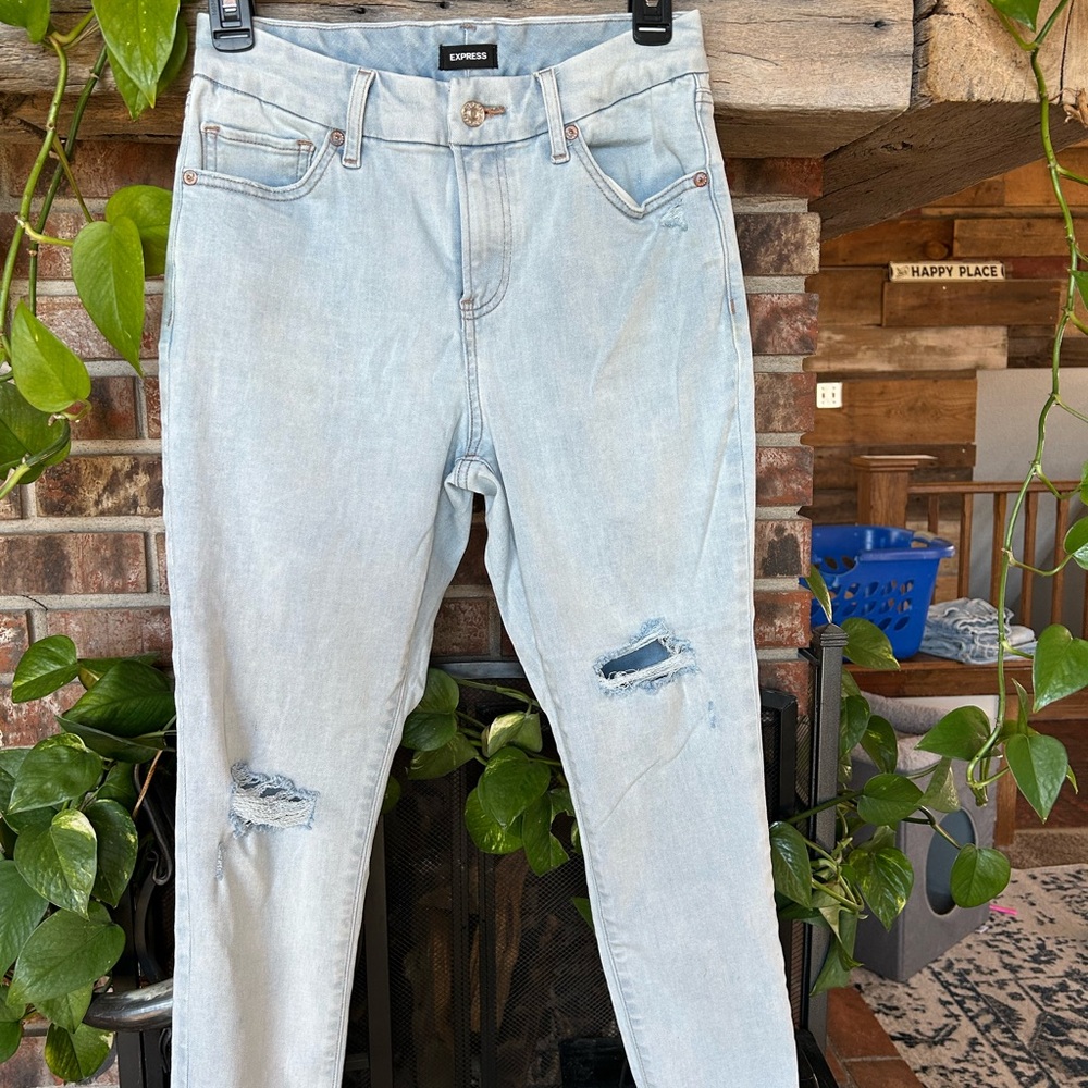 Express Light Blue Distressed Women's Jeans